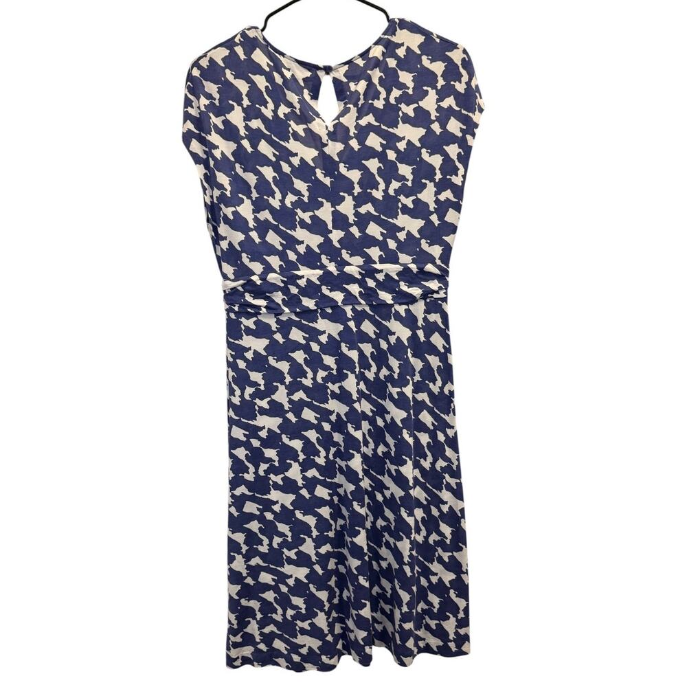Banana Republic Blue White Floral V Neck Cap Sleeve Dress Silk M Preppy - Picture 2 of 8